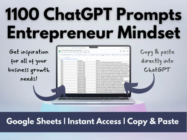 1100 ChatGPT Prompts for Entrepreneurs | Mindset Mastery for Entrepreneurs | AI-Powered Entrepreneur's Toolkit | Copy & Paste | Biz Success - Image 2