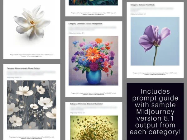1350 Floral AI Art Prompts | Midjourney Dall-E Stable Diffusion | Flower Arrangement | Flowers | Floral Wall Art Floral Print | Digital Art - Image 2