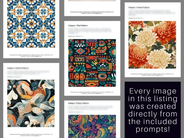 1500 Pattern AI Art Prompts | Text-to-image Midjourney Dall-E Stable Diffusion | Inspiration | Patterns | Digital Wall Art | Copy & Paste - Image 4