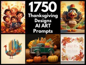 1750 Thanksgiving Graphics AI Art Prompts | Midjourney Dall-E Stable Diffusion | Digital Wall Art Prints Home Fall Fun Thanksgiving Decor