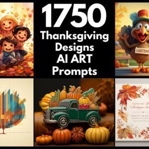 1750 Thanksgiving Graphics AI Art Prompts | Midjourney Dall-E Stable Diffusion | Digital Wall Art Prints Home Fall Fun Thanksgiving Decor