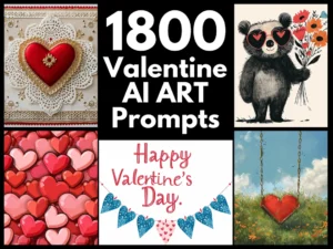 1800 Valentine's Day Graphics AI Art Prompts | Midjourney Dall-E Stable Diffusion | Digital Wall Art Prints Home Loving Cupid Heart Decor