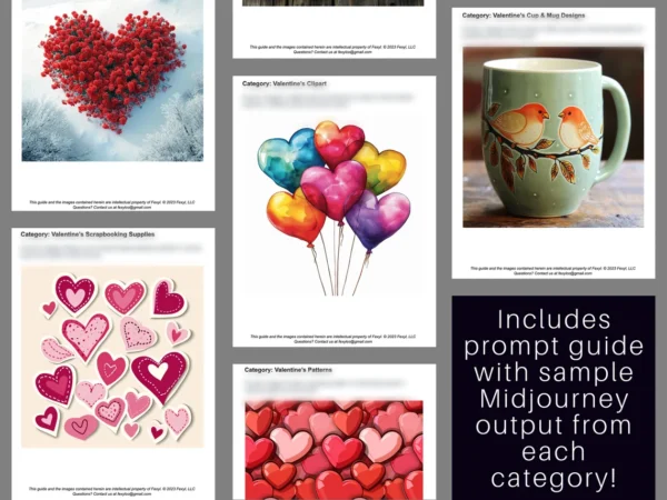 1800 Valentine's Day Graphics AI Art Prompts | Midjourney Dall-E Stable Diffusion | Digital Wall Art Prints Home Loving Cupid Heart Decor - Image 2