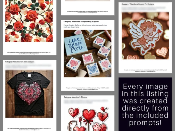 1800 Valentine's Day Graphics AI Art Prompts | Midjourney Dall-E Stable Diffusion | Digital Wall Art Prints Home Loving Cupid Heart Decor - Image 3