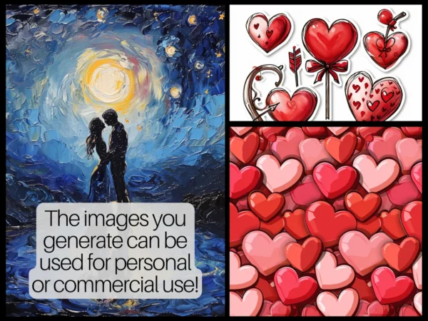 1800 Valentine's Day Graphics AI Art Prompts | Midjourney Dall-E Stable Diffusion | Digital Wall Art Prints Home Loving Cupid Heart Decor - Image 5