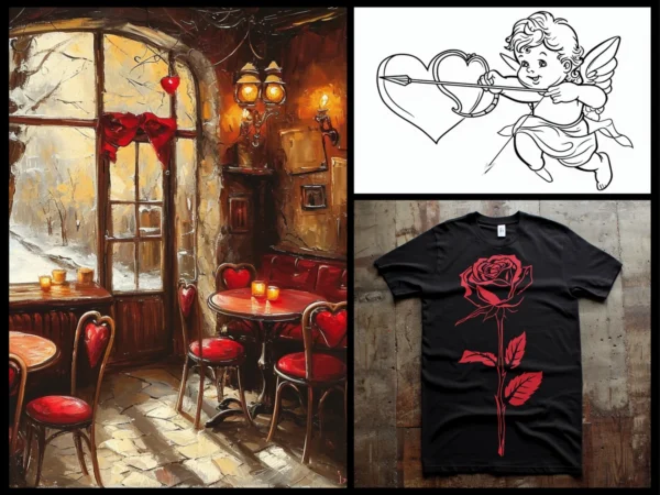 1800 Valentine's Day Graphics AI Art Prompts | Midjourney Dall-E Stable Diffusion | Digital Wall Art Prints Home Loving Cupid Heart Decor - Image 6