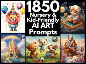 1850 Nursery and Kid Friendly AI Art Prompts | Text-to-image Midjourney Dall-E Stable Diffusion | Digital Wall Art Prints Home Decor Nursery