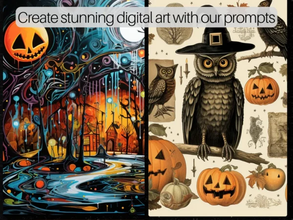 2200 Halloween Graphics AI Art Prompts | Midjourney Dall-E Stable Diffusion | Digital Wall Art Prints Home Fall Fun Halloween Decor - Image 6