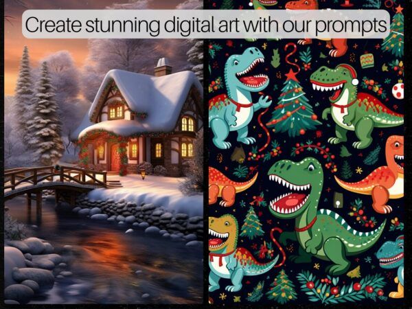 2500 Christmas Graphics AI Art Prompts | Midjourney Dall-E Stable Diffusion | Digital Wall Art Prints Home Winter Fun Christmas Decor - Image 5
