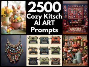 2500 Cozy Kitsch AI Art Prompts Midjourney | Dall-E Stable Diffusion | Cottagecore Grandmillenial Charmingly Chaotic Nostalgic Home Decor