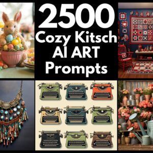 2500 Cozy Kitsch AI Art Prompts Midjourney | Dall-E Stable Diffusion | Cottagecore Grandmillenial Charmingly Chaotic Nostalgic Home Decor