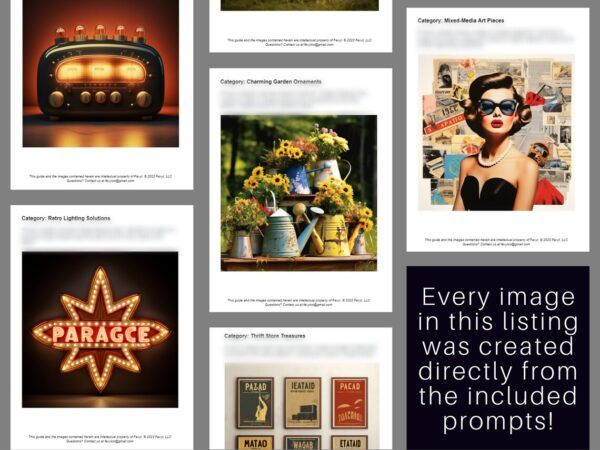 2500 Cozy Kitsch AI Art Prompts Midjourney | Dall-E Stable Diffusion | Cottagecore Grandmillenial Charmingly Chaotic Nostalgic Home Decor - Image 2