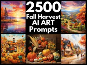 2500 Fall Harvest AI Art Prompts | Midjourney Dall-E Stable Diffusion | Digital Wall Art Prints Home Fall Autumn Thanksgiving Decor