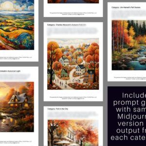 2500 Fall Harvest AI Art Prompts | Midjourney Dall-E Stable Diffusion | Digital Wall Art Prints Home Fall Autumn Thanksgiving Decor