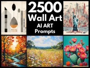 2500 Wall Art AI Art Prompts | Midjourney Dall-E Stable Diffusion | Digital Wall Art Prints Home Decor Minimalist Realist Print Clipart Kit