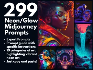 299 Neon Midjourney Prompts - Neon AI Art Ideas in Diverse Styles | Digital Art | Instant Access | Copy and Paste