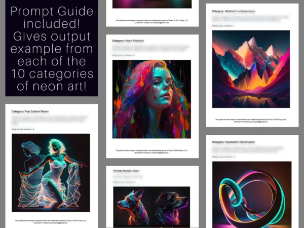 299 Neon Midjourney Prompts - Neon AI Art Ideas in Diverse Styles | Digital Art | Instant Access | Copy and Paste - Image 2