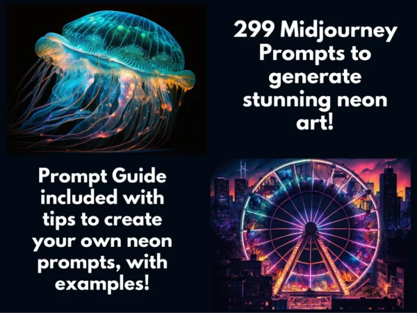 299 Neon Midjourney Prompts - Neon AI Art Ideas in Diverse Styles | Digital Art | Instant Access | Copy and Paste - Image 5