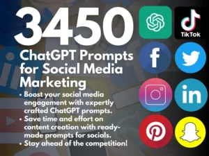 3450 ChatGPT Prompts for Social Media Marketing | TikTok | Facebook | Pinterest | Twitter | Instagram | Instant Access | Copy and Paste