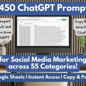 3450 ChatGPT Prompts for Social Media Marketing | TikTok | Facebook | Pinterest | Twitter | Instagram | Instant Access | Copy and Paste