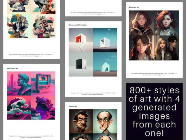 800 AI Art Styles with Images! | Text-to-image Style Guide with 800+ Images | Unlimited Inspiration | Instant Access | Copy and Paste - Image 5