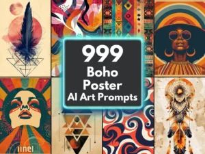 Boho Poster AI Art Prompts | Text-to-image Midjourney Dall-E Stable Diffusion | Digital Art Download Bohemian Printable Wall Art Prints