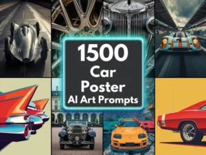 Car Poster Design AI Art Prompts | Text-to-image Midjourney Dall-E Stable Diffusion | Digital Art Download Automobile Designs and Mockups