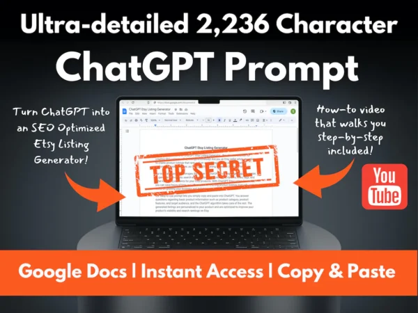 ChatGPT Etsy Listing Generator | Improve Your Etsy Search Rankings with ChatGPT | Maximize Your Etsy Sales w AI - Image 2