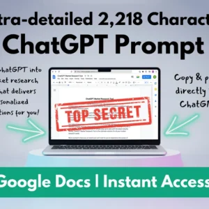 ChatGPT Market Research Tool | Gain a Competitive Edge | BONUS 100 ChatGPT Prompts | Personalized Marketing Recommendations | Powered by AI