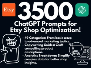 ChatGPT Prompts for Etsy Shop Optimization | Build a Profitable Etsy Shop with the Power of AI | Elevate Your Etsy Store | Copy & Paste