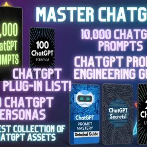 ChatGPT Ultimate Bundle – 10,000 Prompts | 250 Use-Cases | 300 AI Business Ideas | 750 Niche Markets | 100 Personas | Plug-ins & eBook