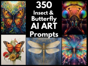 Insect and Butterfly AI Art Prompts | Text-to-image Midjourney Dall-E Stable Diffusion | Digital Wall Art Download Large Printable Wall Art