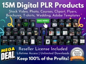 Mega Digital Products PLR Bundle | 15+ Million Files | eBooks | Adobe Files | Social Media Posts | Developer Tools