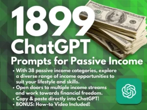 Passive Income ChatGPT Prompts | Digital Product Bestseller Marketing E-Commerce | Make Money Online At Home Income Stream Side Hustle Ebook