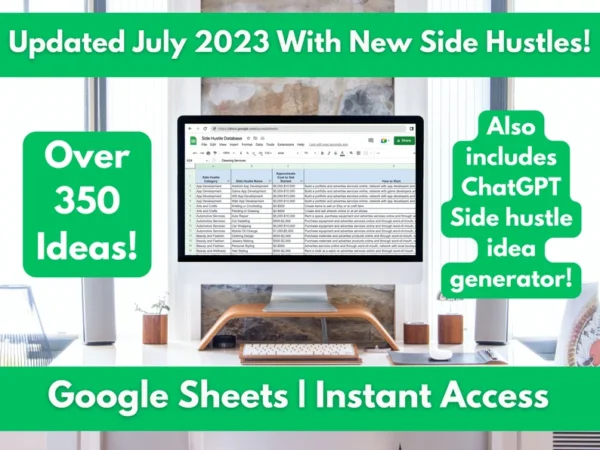 Side Hustle Database | 350+ Ideas for Making Money | Side Gig Inspiration! | Bonus ChatGPT Idea Generator and Digital Products Profit Ebook - Image 2